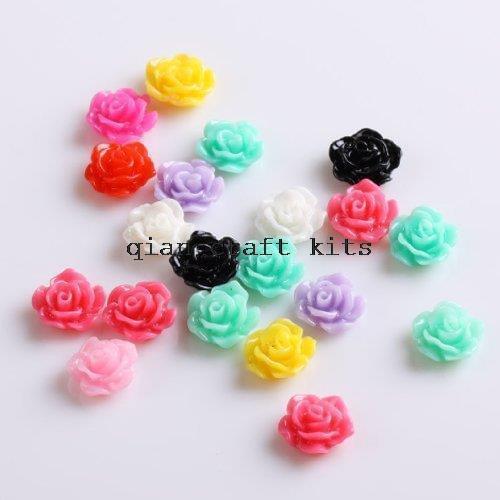 500pcs 10 mm Mini Rose Resin Flower Cabochons of Assorted Colors for Craft Rosette Flowers Perfect for Earrings and Bobby Pins