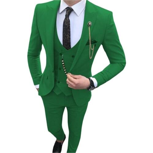 3 Pieces Mens Suits Slim Fit Business Suits Groom Colorful Costume Homme Tuxedos for Formal Wedding suit(Blazer+Pants+Vest)