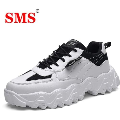 SMS Men Shoes Chunky Sneakers Fashion Platform Sneakers Light Breathable Running Shoes Casual Shoes Leather Sports Dad Shoes
