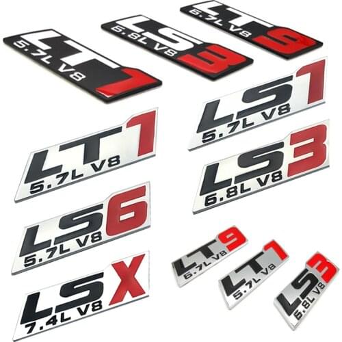 Cayears LS1 LS6 LT1 LT9 5.7L V8 LS3 6.8L LSX 7.4L V8 Sticker Emblem Badge For Auto Car Fender Body Rear Trunk Lid