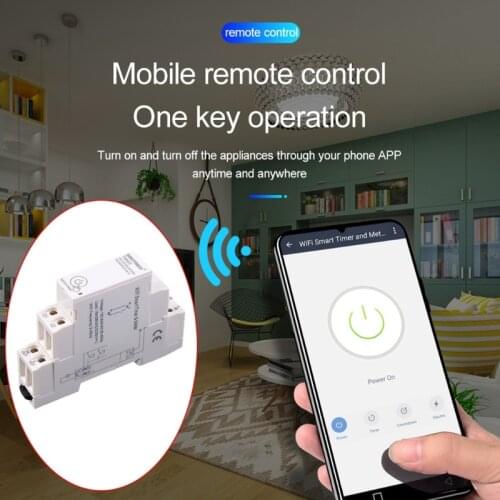 100-240VAC Single Phase WIFI Home Energy Meter with Timer Switch Remote Control by APP Voltage Current Detection Timing