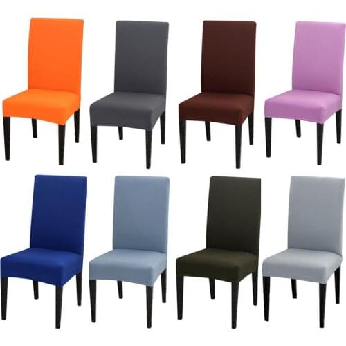 Solid Chair Cover Polyester Elastic Slipcovers Chair Covers For Kitchen Dining Wedding Banquet Hotel 1PCS Chair Cover