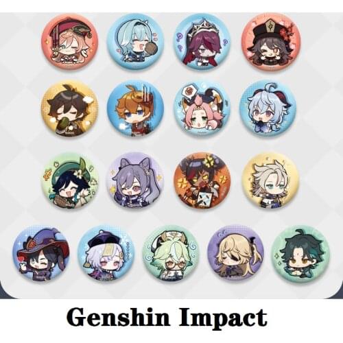 Official Genuine Game Genshin Impact Cosplay Metal Badge Anime Accessories Project Tagtaglia Zhongli Props Cartoon Kids Toys