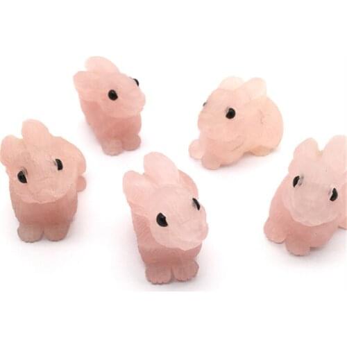 Wholesale lovely hand carved crystal animals rose quartz rabbit for decoration