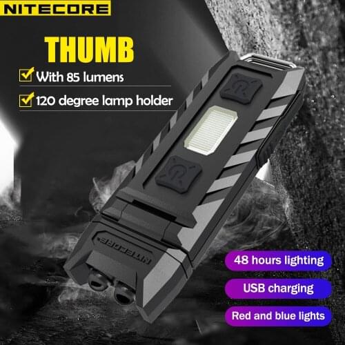 Original NITECORE THUMB 120° Thumb Corner Light Portable Key Light Dual light Source Built-in USB Rechargeable Mini flashlight