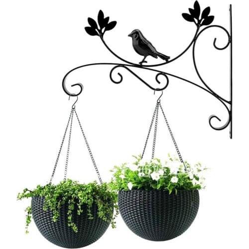 3D Geometric Wall Hanging Balcony Plant Flower Pot Wrought Iron Hooks Holder Wall-Mounted Basket Bracket Home Garden Decoration