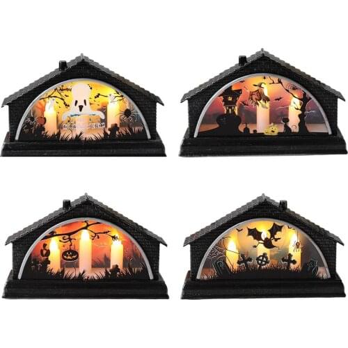 Halloween Candle Light LED Candlestick Flameless Lamp Table Top Decoration Pumpkin Party Happy Halloween Party Decor For Home