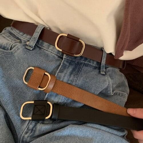 High quality Fashion Leather Belt For Women Non-Porous Square Waist Strap Lady Girl Trouser Jeans All-match Decoration Waistband