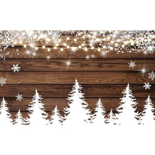 Christmas Backdrop Noel Kids Family Snowflakes Sparkle Lights Pine Trees Background Portrait Studio Photography Banner Poster