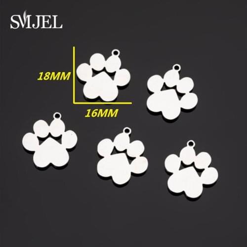 SMJEL Minimalist Footprint Charms Dog Claw Paw Stainless Steel Pendant Making DIY Finding Jewelry Double Foot Charm Accessories