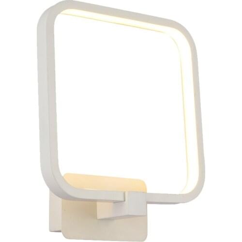 Modern 15W LED Bedroom Wall Light Square White Aluminum Frame Mirror Front Wall Sconce Creative Stair Corridor Bathroom Wall Lig