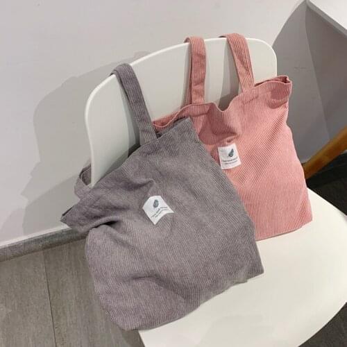 Bags for Women 2021 Corduroy Shoulder Bag Reusable Shopping Bags Casual Tote Female Handbag for A Certain Number of Dropshipping