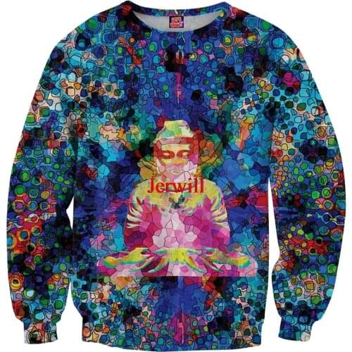 Digital Buddha Sweatshirt 3D Print Long Sleeve Fashion Casual Oversized Hoodie Hip Hop Streetwear Pullover