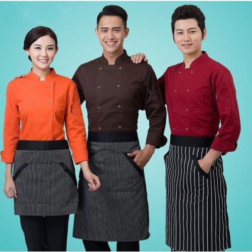 High quality long-sleeved Cooks kitchen colors chef uniforms uk clothing female restaurant chefs apparel ladies chefwear Service