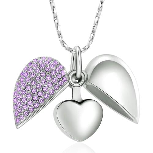 Cremation Jewelry for Ashes Angel Wings with Heart Urn Pendant for Ashes Stainless Steel Crystal Memorial Jewelry for Ashes