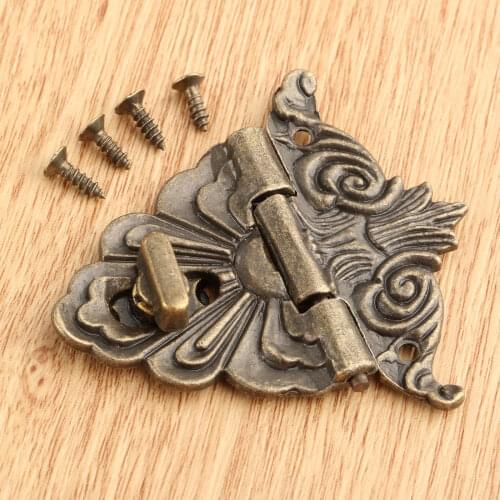 1pc 54*58mm Box Latch Clasp Decorative Hasp Lock Latch for Jewelry Wooden Box Drawer with Screws