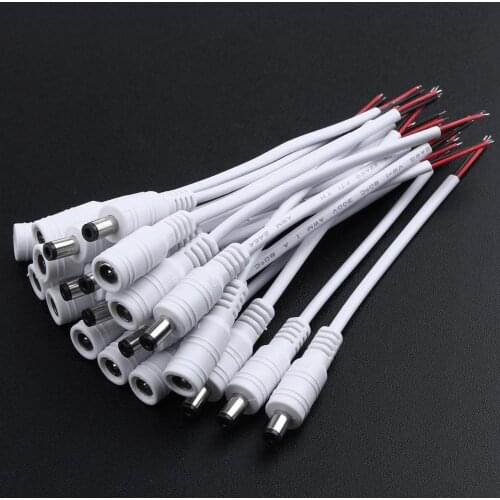 10pcs 5.5x2.1 DC Male+Female Plug Cable Wire Jack Adapter Connector for LED Strip Light Ceiling Light Accessories