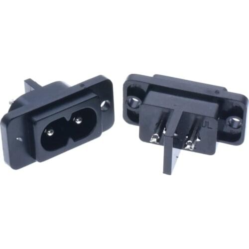 10 Pcs Black 2 Pins IEC320 C8 AC Power Socket Connector AC 250V 6A