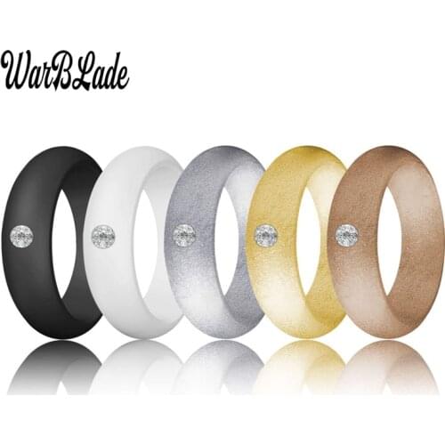 10pcs/set 5.7mm Sports Silicone Rings With Rhinestone Hypoallergenic Crossfit Flexible Rubber Finger Ring For Women Wedding Ring