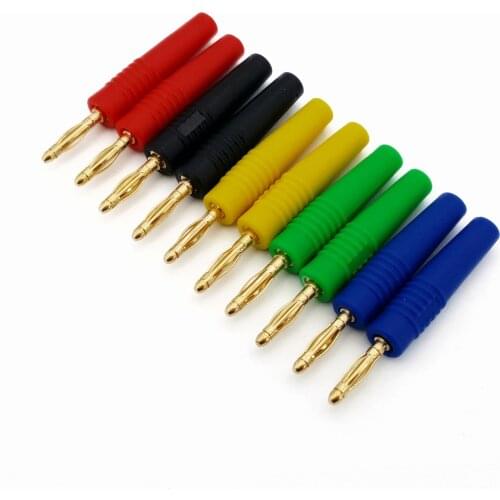 10Pcs 5 Colors Brass Gold Plated Small Size 2mm Male Banana Plug Wire Solder Type Connector