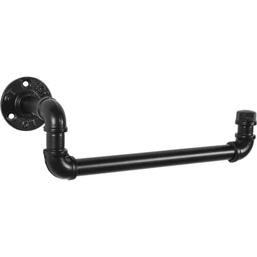 12.5 Inch Industrial Black Metal Pipe Wall Mounted Hand Single Bar Towel Rack, Bathroom Storage Rack Black