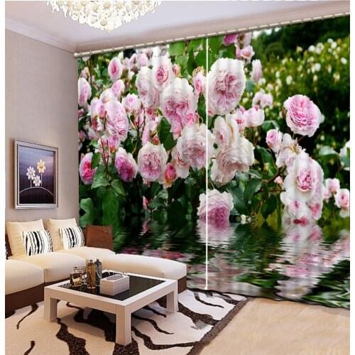 3d Curtains for living room 3d rose Home Decoration Curtains for bedroom High Quality Cortina Rideaux Cushion cover Custom size
