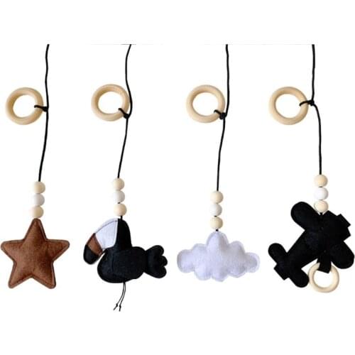 4Pcs/set Solid Wood Fitness Rack Pendant Children Room Decoration Infants Baby Gym Toy Hanging Ornaments