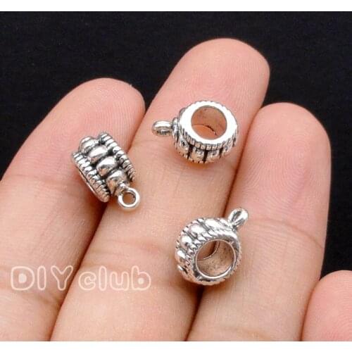 60pcs-Bail Beads, Antique Silver Spacer Bead Perfect for Bracelets or Necklaces 13x9x7mm