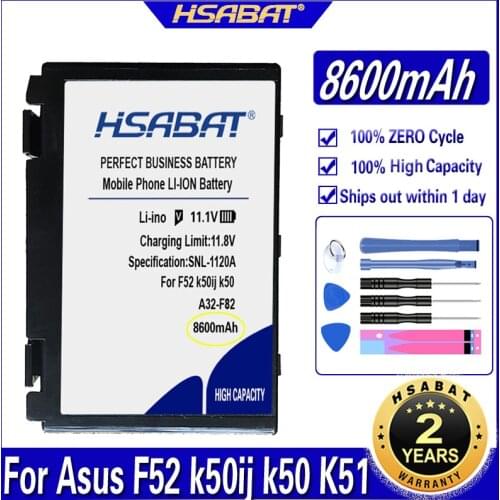 HSABAT 8600mAh Battery for Asus a32-f82 a32-f52 a32 f82 F52 k50ij k50 K51 k50ab k40in k50id k50ij K40 k50in k60 k61 k70 Batterie