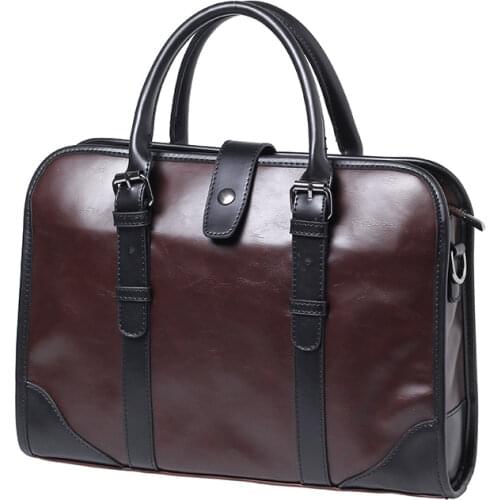 Brand Casual Men Briefcase Crazy Horse PU Leather Mens Messenger Shoulder Bag Male Laptop Bag Business Portfolio Bags For Men