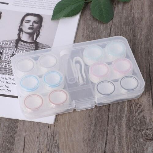 1 Set Contact Lens Case Box 6 Boxes Simple Transparent Leakproof Portable Storage Eye Care Kit Organizer Container 2XPC