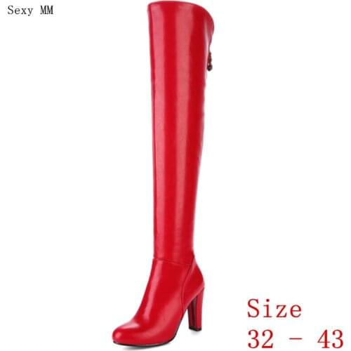 Spring Autumn Women Over the Knee Boots High Heel Woman Thigh High Boots Small Plus Size 32 - 43