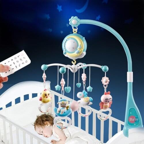 0-12 Months Newborn Baby Rattles Crib Mobiles Toy Holder Rotating Mobile Bed Bell Musical Box Projection Baby Boy girl Toys