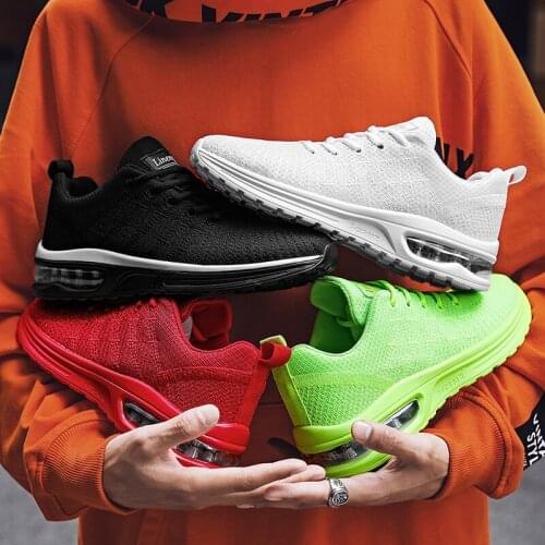 Breathable Sneakers Men Shoes White Air Cushion Lightweight Red Black Running Gym Shoe Yellow Red Sports Sneakers Size 6.5 13 us