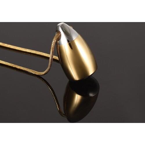 IJD9134 High Polishing and Gold Bottle Shape Ashes Container for Human Pet Stainless Steel Cremation Urn Pendant Necklace