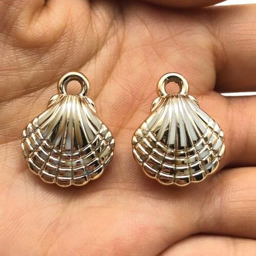 10pcs Three-dimensional shell golden pendant for jewelry making DIY handmade bracelet necklace earring accessories wholesale