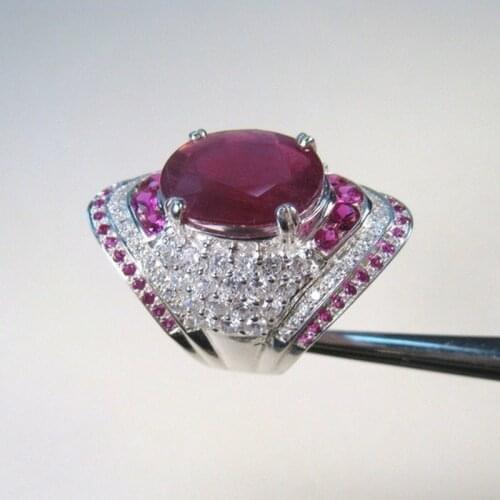 Ruby 925 Silver Ring Exaggerated Diamond Engagement Ring Vintage Jewelry for Women Party