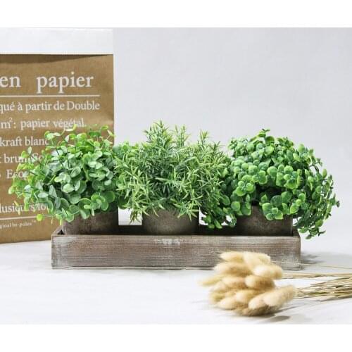 3Pcs Set Simulation Eucalyptus Mini Potted Artificial Green Plants for Indoor Home Office Desk Decor Fake Greenery Plants Bonsai