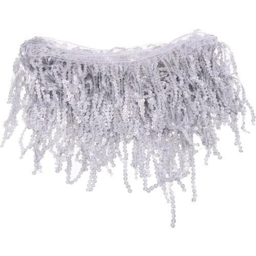 5.9m Bling Sequins Lace Fabric Curtain Fringe Bra Dancing Bridal Dress Craft