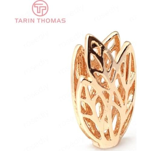 10PCS 15*9*5MM 24K Champagne Gold Color Brass Tree Leaf Beads Caps High Quality Diy Jewelry Findings Accessories