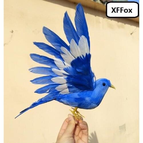 Cute simulation wings bird model foam&furs real life blue&white bird doll gift about 22cm xf2411