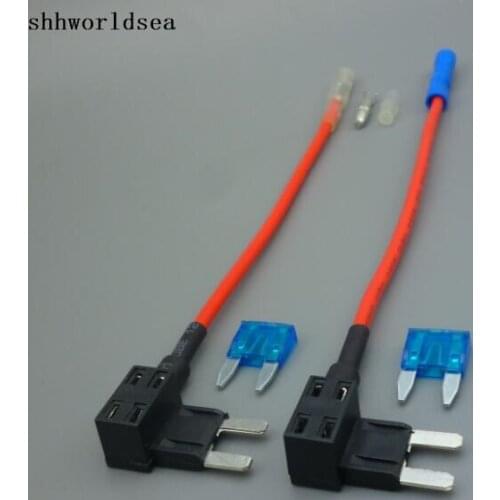 Shhworldsea 1pcs 15A Add Circuit Mini Blade Fuse Boxe Holder ACS ATO ATC Piggy Back Tap Black with Red Wire Car parts socket