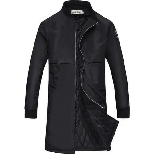 YuWaiJiaRen Mens Parkas Stand Collar Jackets Winter Cotton Overcoats Casual Long Mens Clothes Thickened Zipper Trench Coats