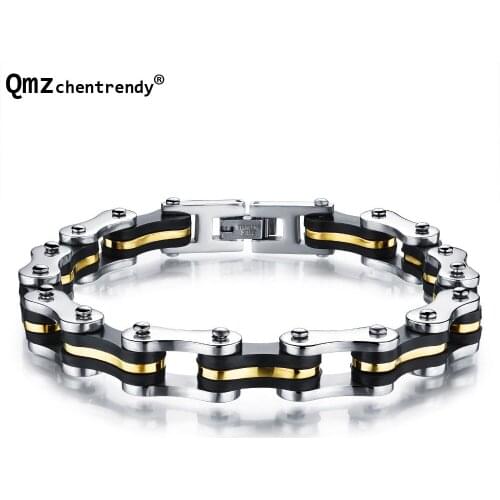 StainlessSteel Men Bicycle Bracelets Punk Bangles Motorcycle Biker Hand Chains Wristband Pulseras Trendy Bracelets Bangles