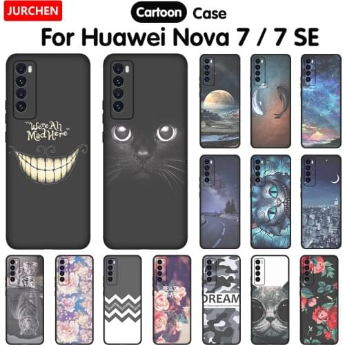 JURCHEN Soft Silicone Case For Huawei Nova7 For Huawei Nove 7 SE Case Cartoon Cute Back Cover For Huawei Nova 7 7SE Phone Case