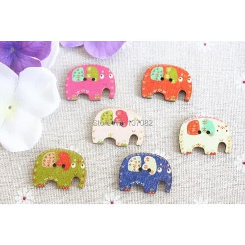 1000pcs 23x30mm Mixed 2 Holes Wood Sewing Button Elephant Pattern For Sewing And Scrapbooking Crafts DIY
