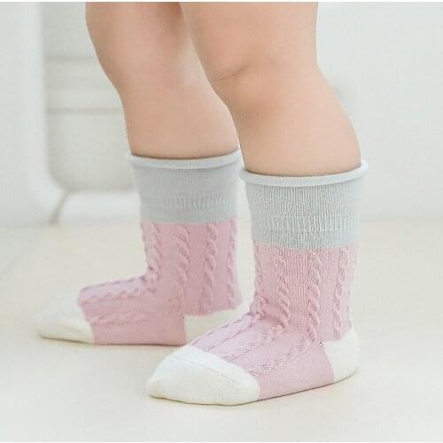 4 Pairs Baby Boys And Girls' Socks Baby Non-slip Mesh Cotton Socks Color Matching Breathable Baby Socks Soft 100% Cotton