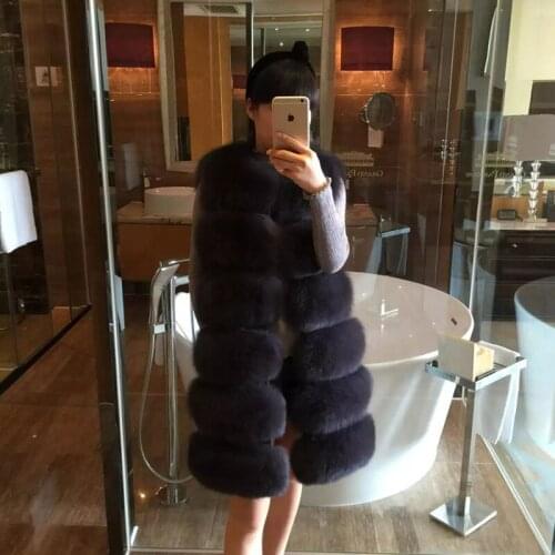KALENMOS New Luxury Long Faux Fox Fur Vest Women Waistcoat Long Slim Fake Fur Coats thick fashion Fur Gilet Warm Fur Coats Women