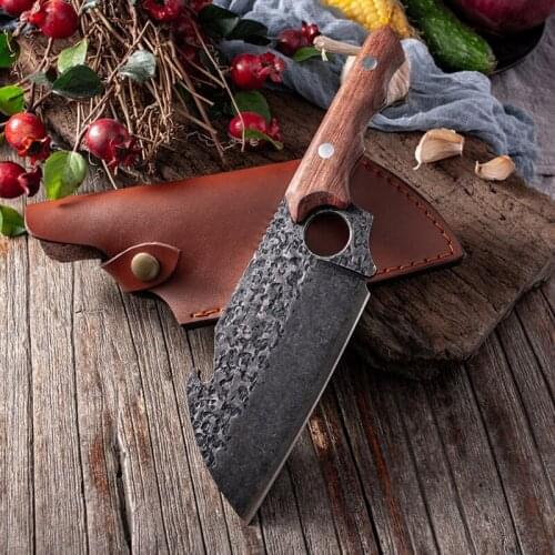 Stainless Steel Hammer Pattern Boning Knife Kitchen Knives Chef Knife Meat Cleaver Cutting Tools Outdoor Cooking Knife