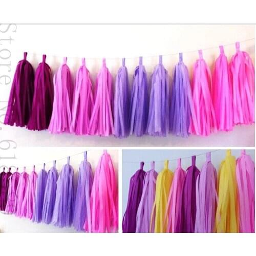 Wholesale 14 Inch Tissue Paper Tassel Garland Diy Wedding Decoration Paper Flower Decorations Birthdays Party Decorations Event